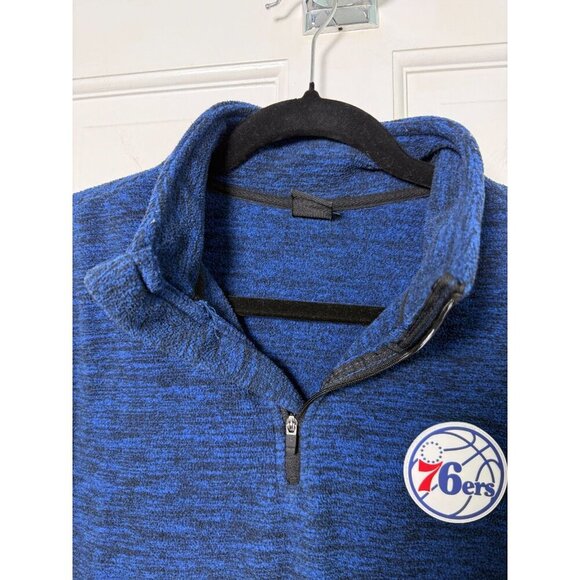 Ultra Game NBA Philadelphia 76ers Blue & Black 1/4 Zip Fleece Men's Size Medium - Picture 4 of 10